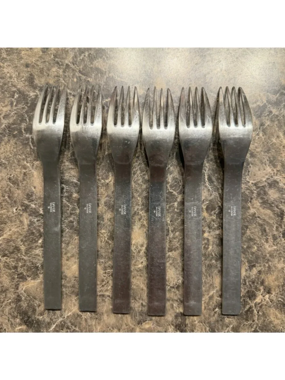 6 Dansk Thebe Stainless Dinner Forks Japan Satin Ribbed Flatware Replacement